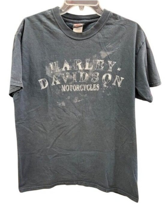 Harley-Davidson Other - Harley-Davidson Mens Graphic Tee Large Black Distressed Style Front & Back Logos